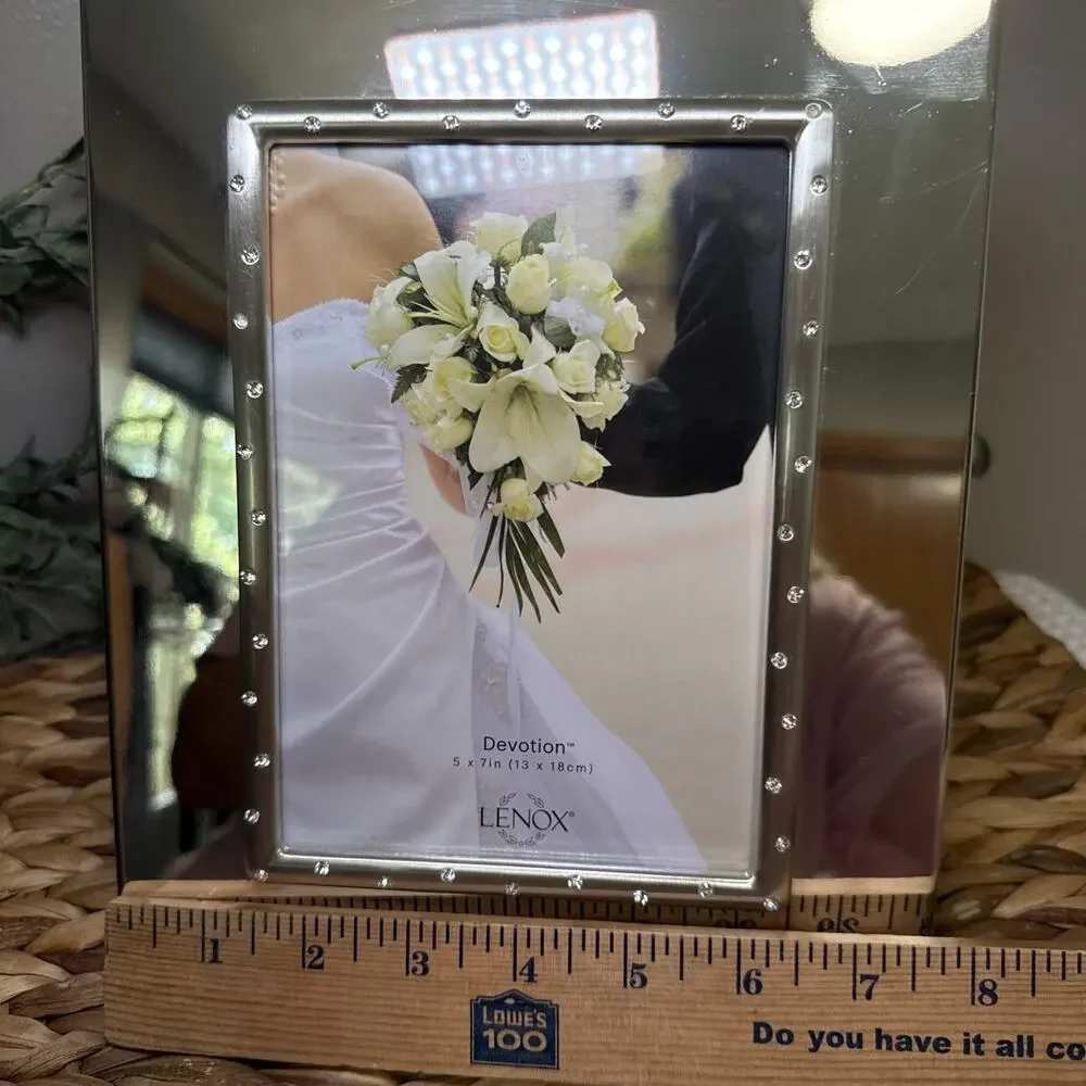 Lenox Devotion 5x7 Picture Frame Silver Plated Rhinestone Accent Wedding NWT